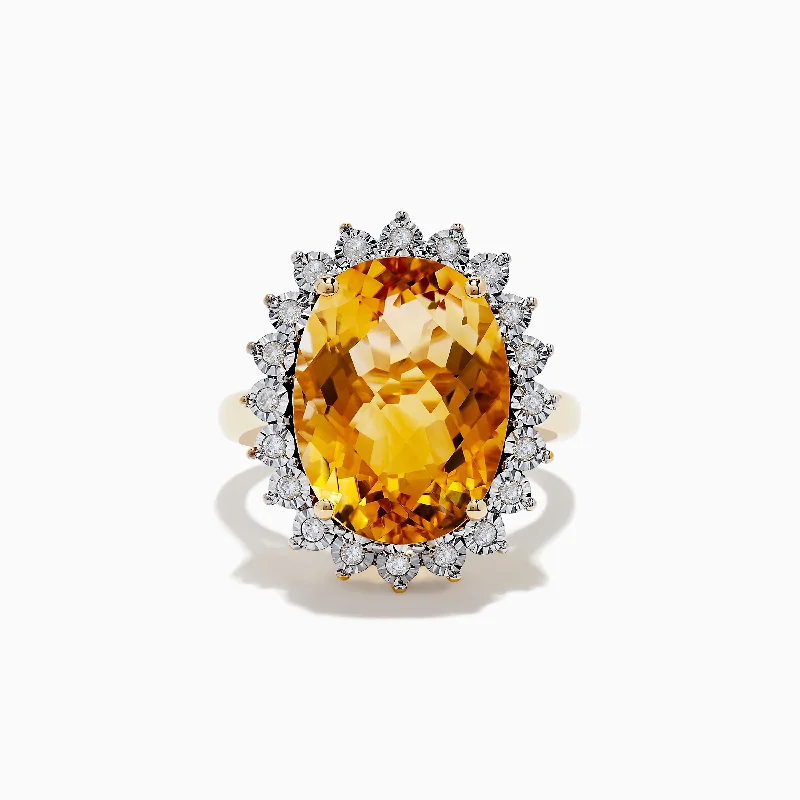 lucky charm women's rings -Sunset 14K Yellow Gold Citrine and Diamond Ring