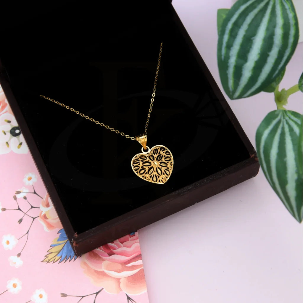 Ladies Titanium Necklaces -art deco necklaces for women -Gold Hollow Heart Shaped Necklace 21KT - FKJNKL21KM8521