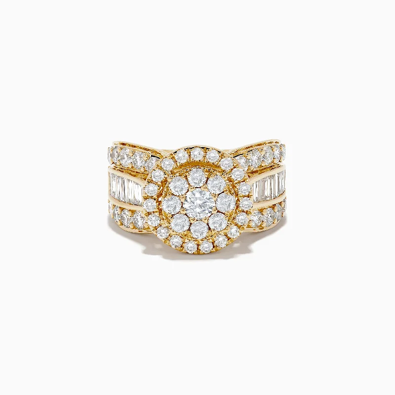 lucky charm women's rings -Bouquet 14K Yellow Gold Diamond Cluster Ring 2.51 TCW