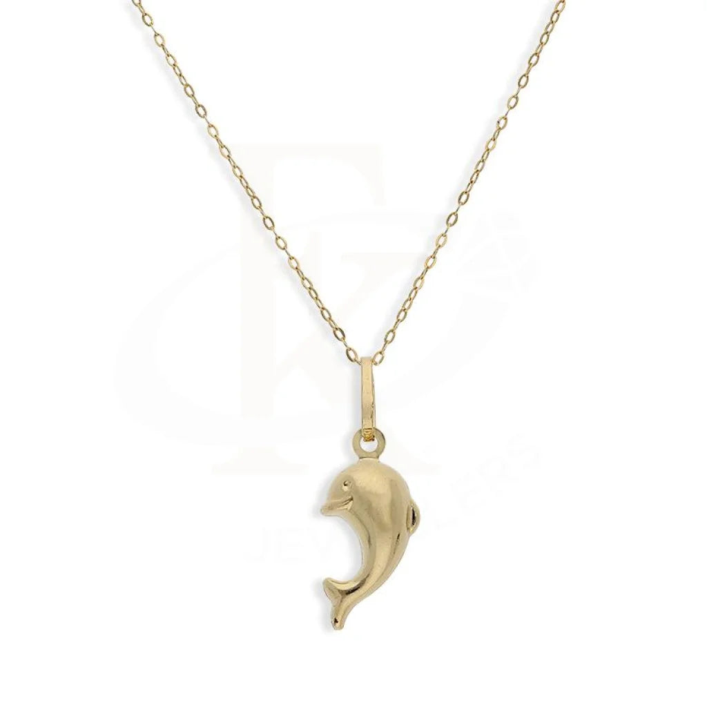 Ladies Boho Necklaces -figaro chain necklaces -Gold Necklace (Chain with Dolphin Shaped Pendant) 18KT - FKJNKL18K2253