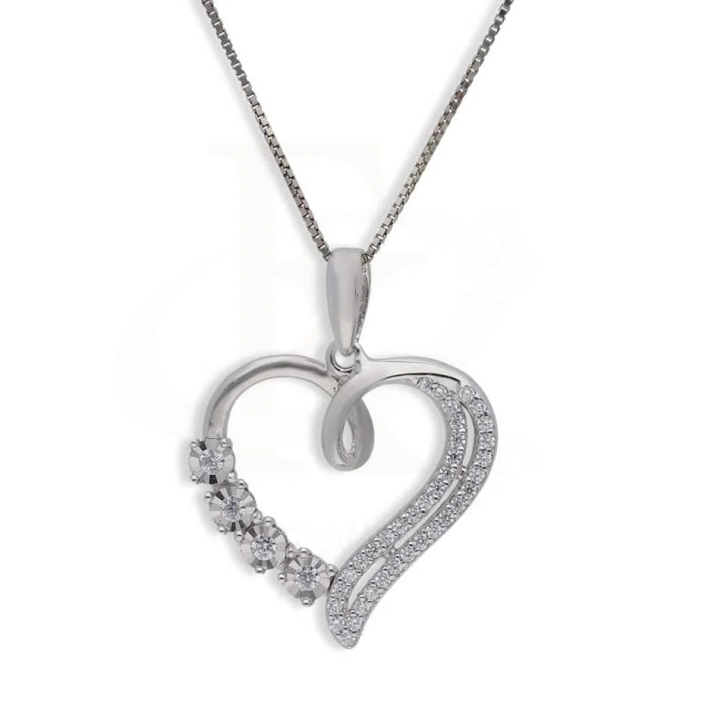 Ladies Symmetrical Necklaces -bold statement necklaces -Sterling Silver 925 Necklace (Chain with Heart Pendant) - FKJNKLSL2997