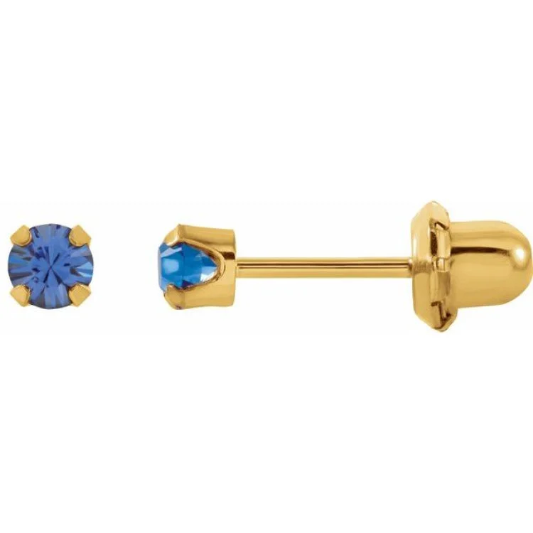 Ladies Fringe Earrings -14K Yellow Imitation Blue Sapphire Inverness® Piercing Earrings