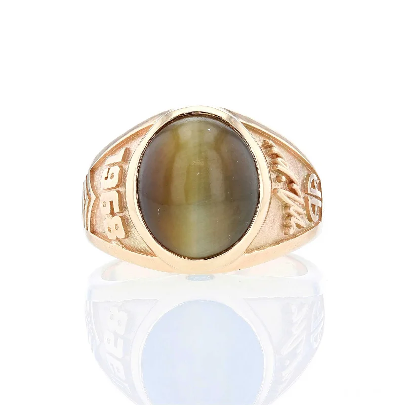 bold statement women's rings -Tiger's Eye Football Class Ring