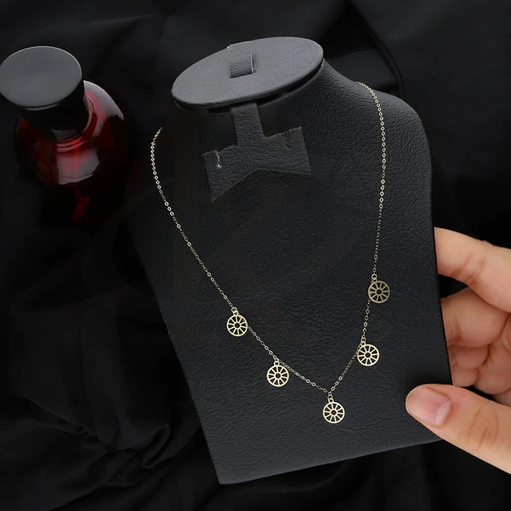 Ladies Luxury Necklaces -gold necklaces for women -Gold Wheel Shaped Necklace 18KT - FKJNKL18K5343