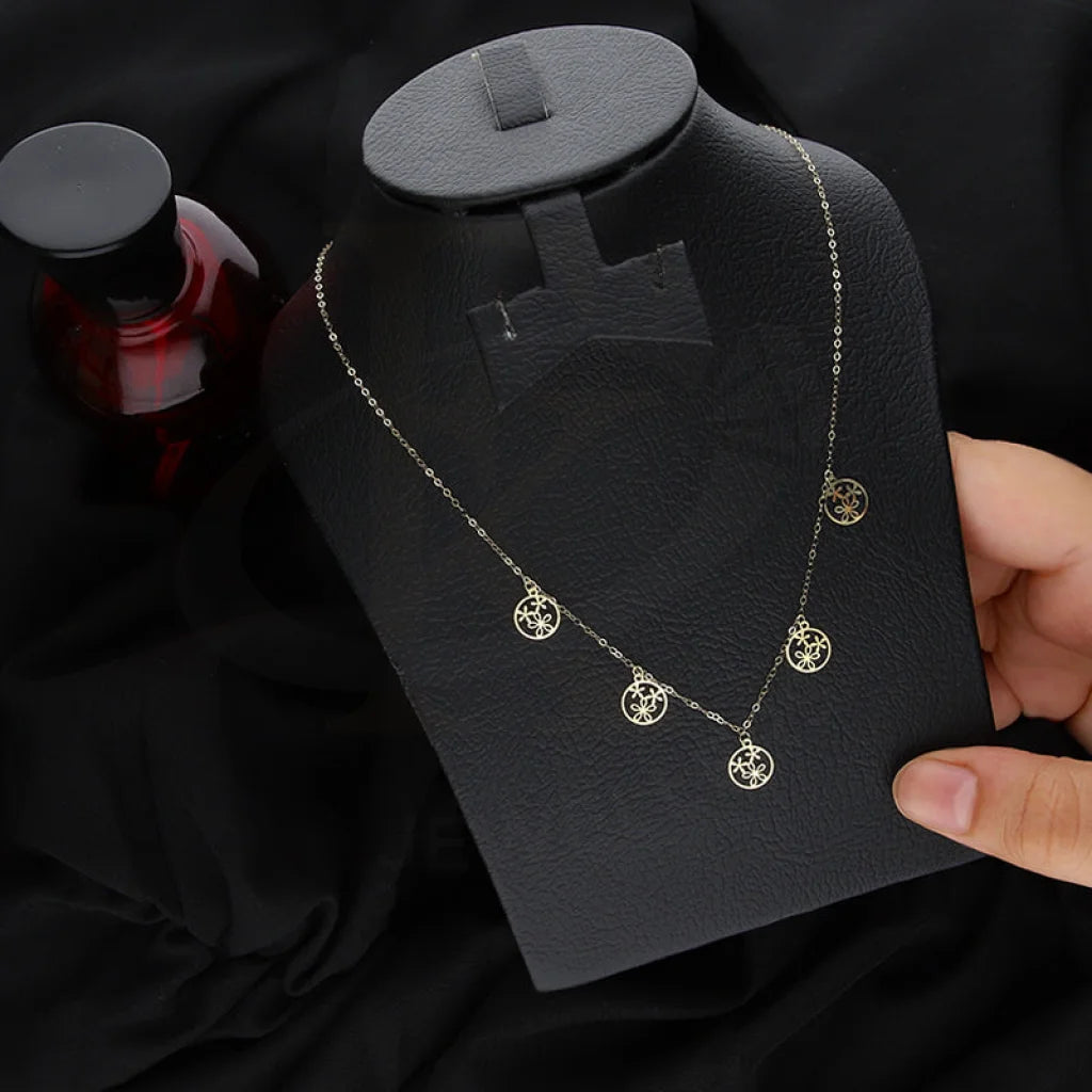 Ladies Timeless Necklaces -figaro chain necklaces -Gold Flowers Necklace 18KT - FKJNKL18KM5340