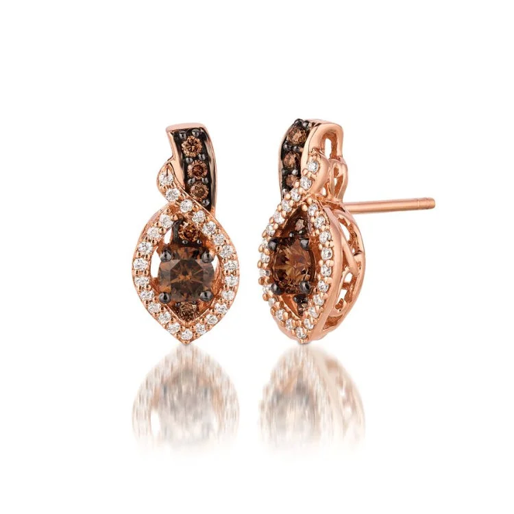 Ladies Glitter Earrings -Le Vian 14K Strawberry Gold Earrings