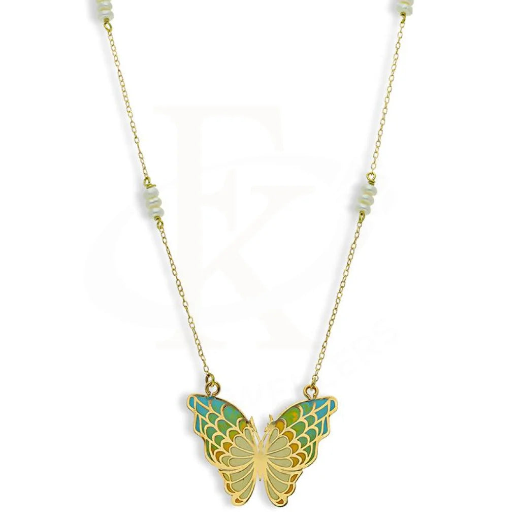 Ladies Painted Necklaces -fair trade necklaces for women -Gold Butterfly Necklace 18KT - FKJNKL18K2556