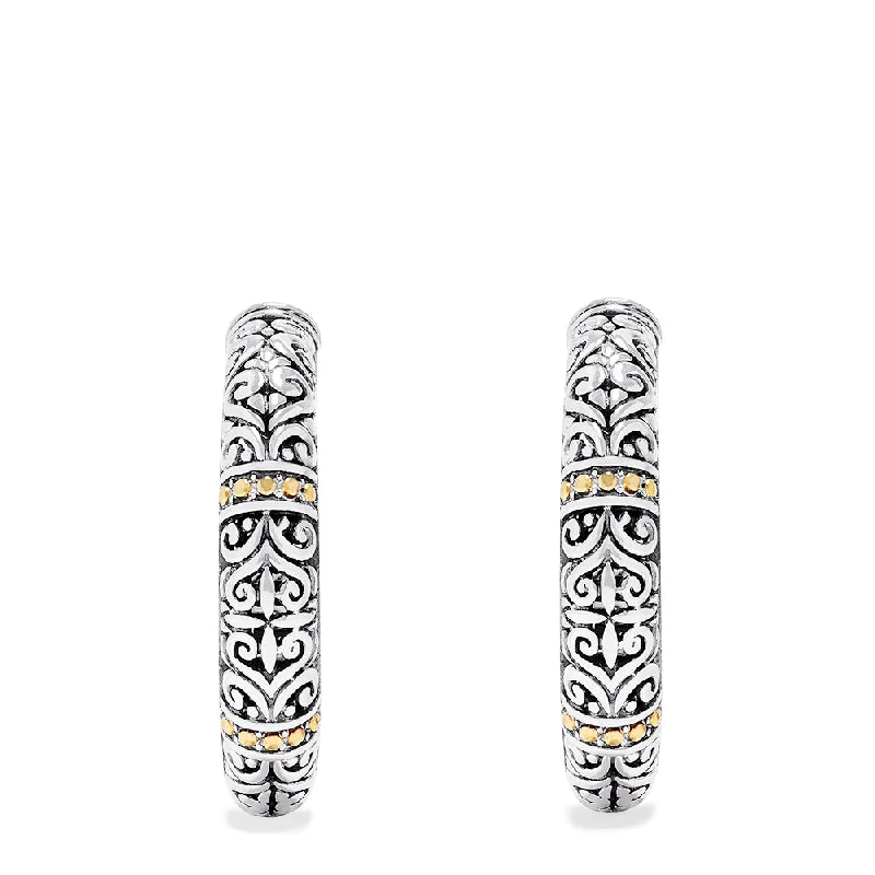 Ladies Winter Earrings -925 Sterling Silver and 18K Yellow Gold Accented Hoop Earrings