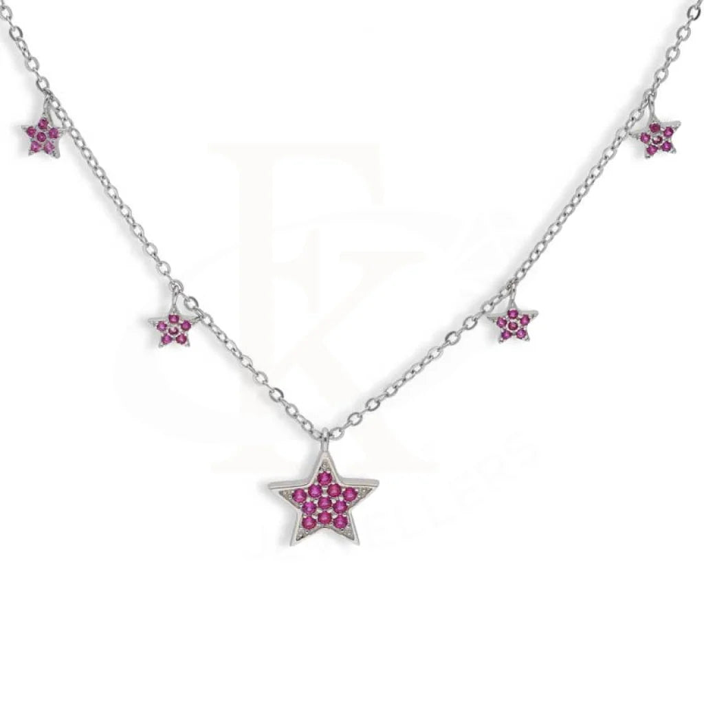 Ladies Glitter Necklaces -mother-daughter necklaces -Sterling Silver 925 Stars Shaped Necklace - FKJNKLSL2964