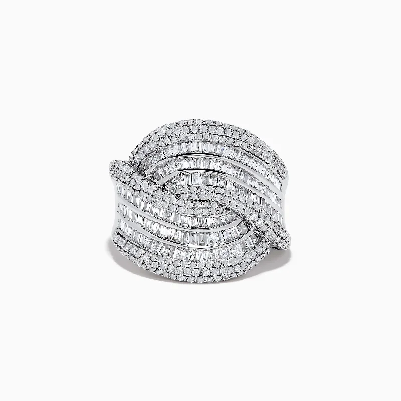 adjustable open women's rings -14K White Gold Diamond Ring