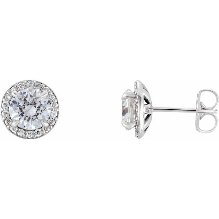 Ladies Multicolor Earrings -Platinum 5/8 CTW Natural Diamond Halo-Style Earrings