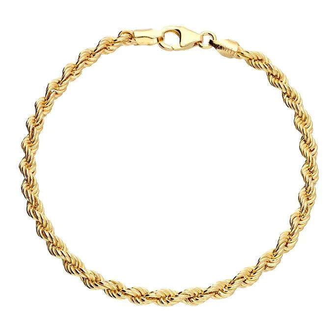 Ladies Bracelets for Prom-Delicate Braided Rope Bracelet in Gold Vermeil