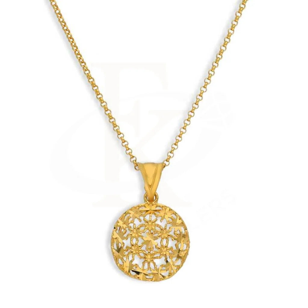 Ladies Trendy Necklaces -trendy 2025 necklaces for women -Gold Necklace (Chain with Round Shaped Pendant) 21KT - FKJNKL21K3078