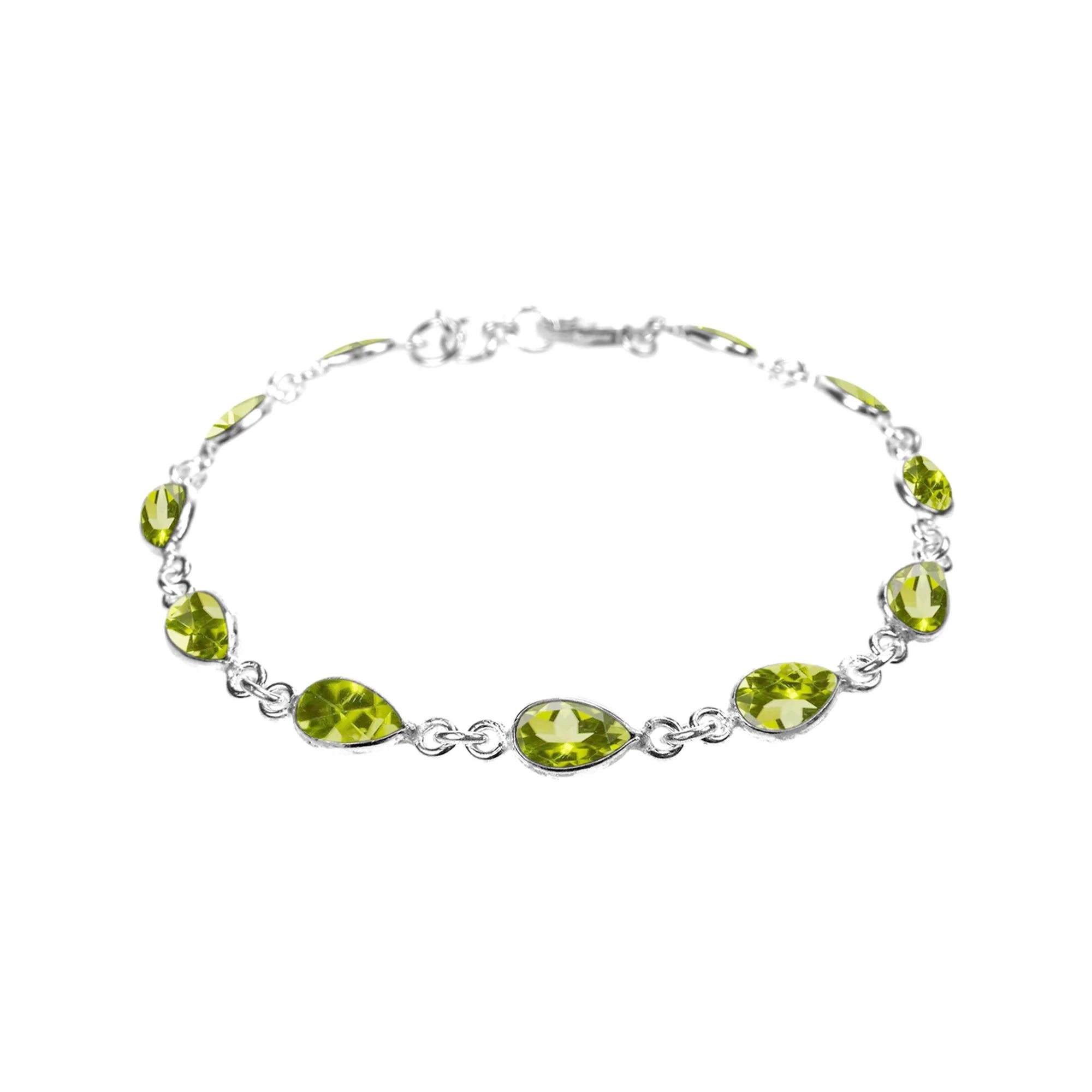 Ladies Bracelets with Chalcanthite-Peridot Teardrop Facet Bracelet