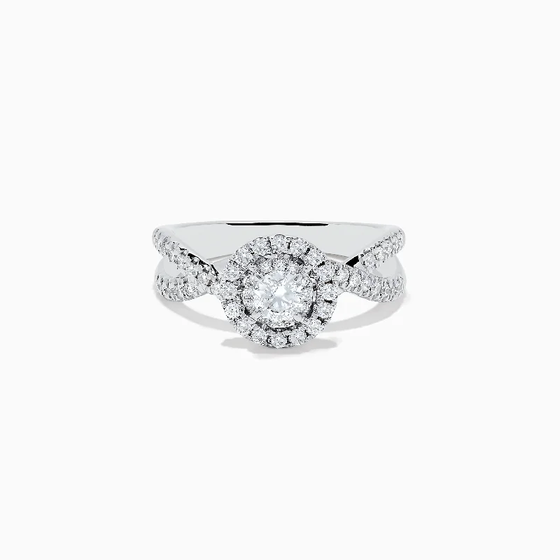 trendy women's rings -Pave Classica 14K White Gold Diamond Ring