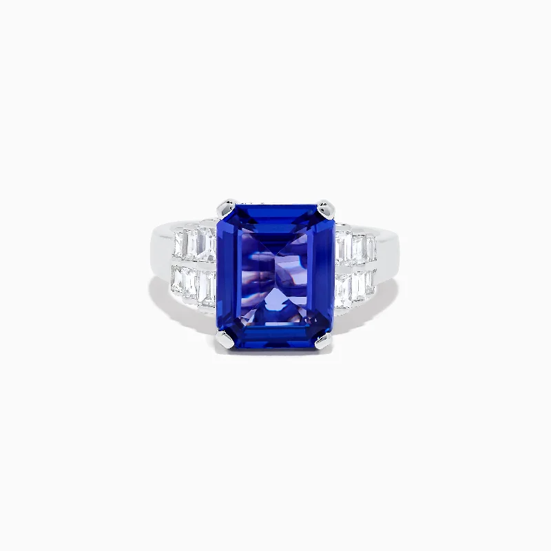 cocktail women's rings -Limited Edition 14K White Gold Tanzanite and Diamond Ring