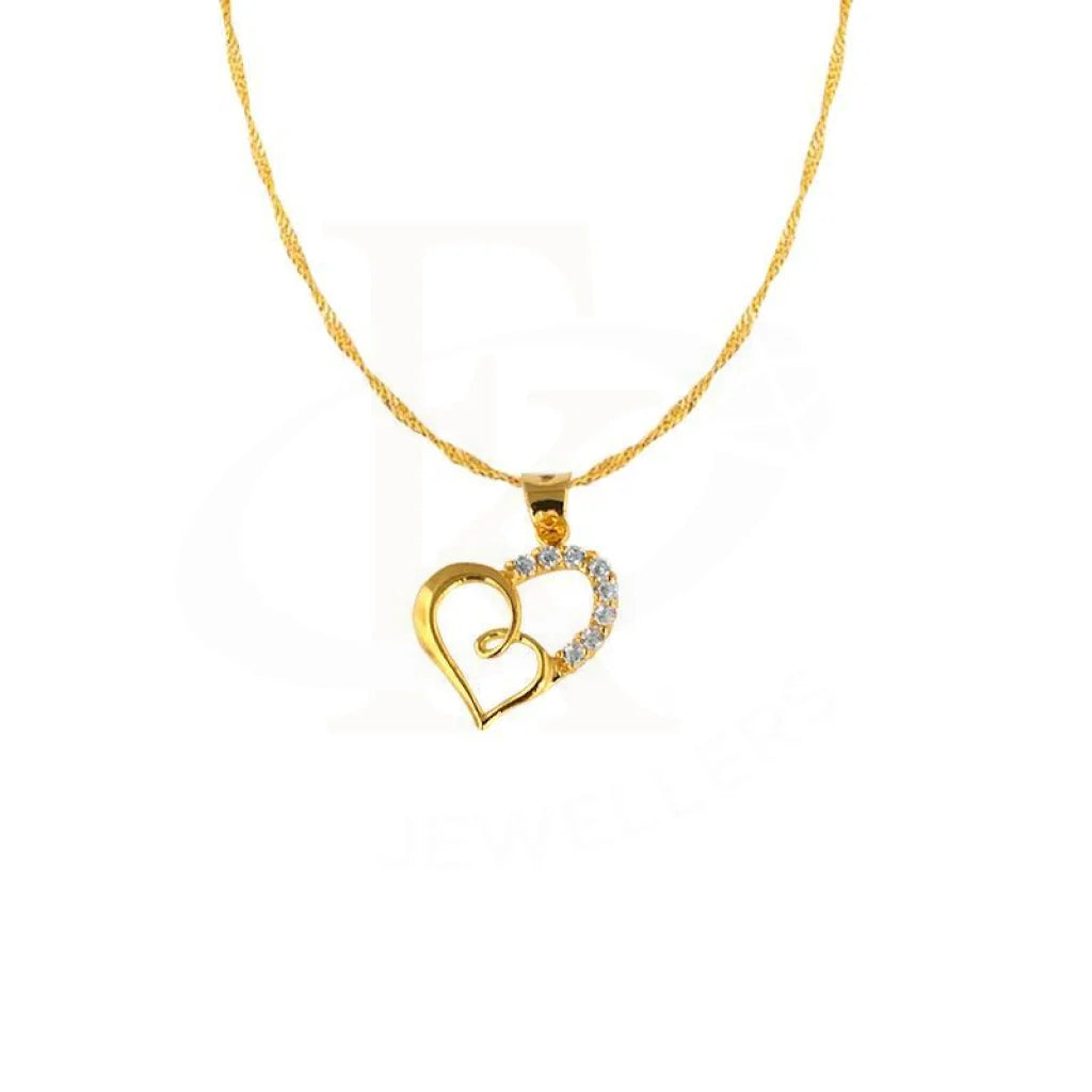 Ladies Long Necklaces -eco-friendly necklaces -Gold Necklace (Chain with Twisted Heart Pendant) 18KT - FKJNKL1691