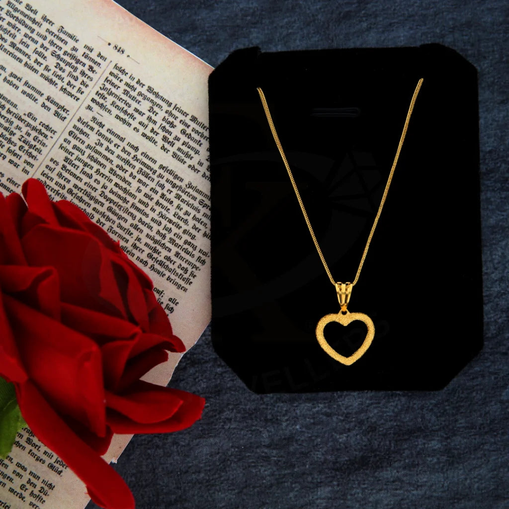 Ladies Casual Necklaces -sun pendant necklaces -Gold Necklace (Chain with Heart Pendant) 21KT - FKJNKL21KM8429