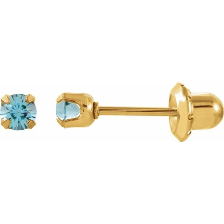 Ladies Friendship Earrings -24K Gold-Plated Stainless Steel Imitation Aquamarine Inverness® Piercing Earrings