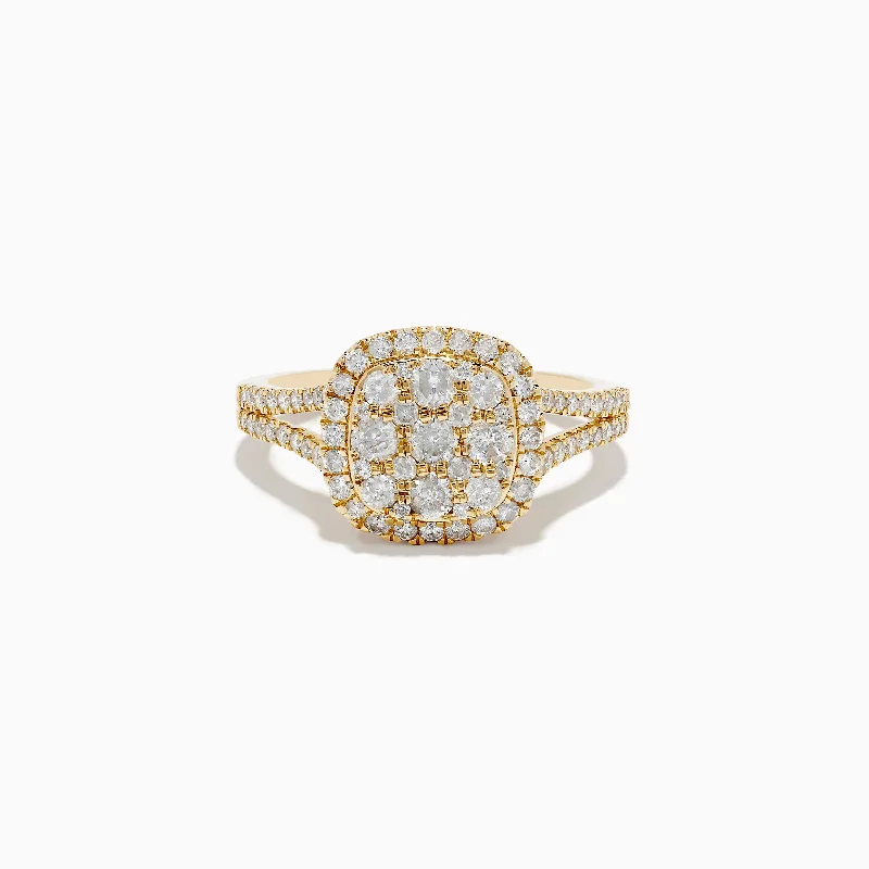 casual women's rings -Pave Classica 14K Yellow Gold Square Diamond Ring 0.97 TCW