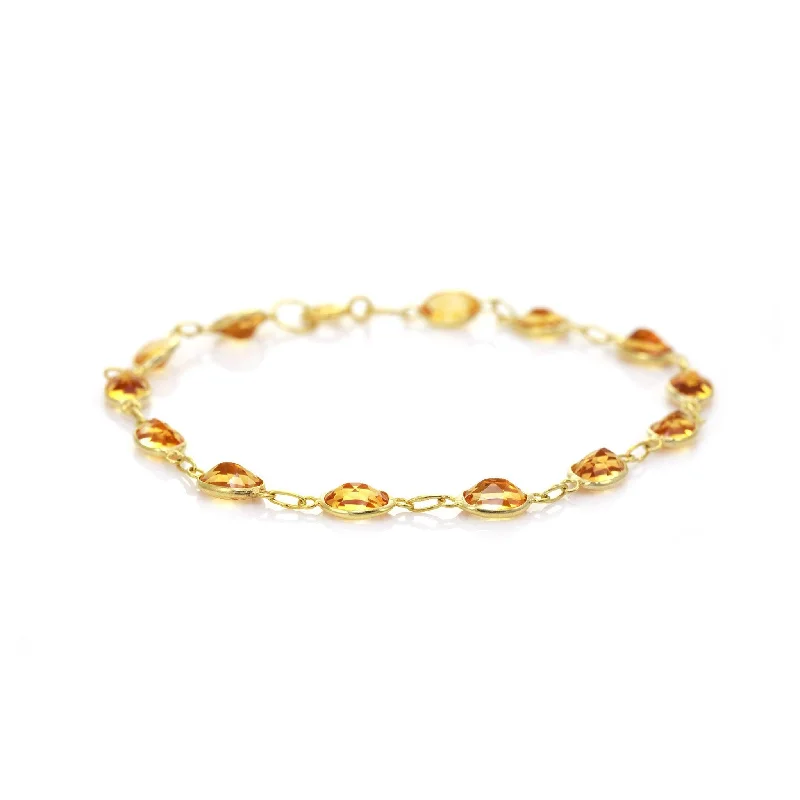 Ladies Bracelets for Birthdays-9ct Yellow Gold Bezel Set Citrine Bracelet