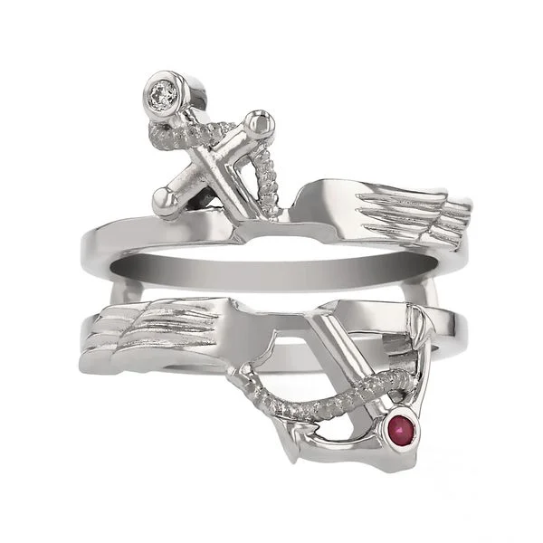 good luck women's rings -Anchor and Wings Ring Guard