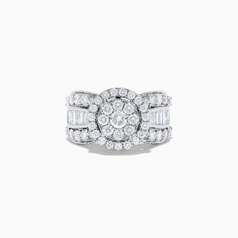 adjustable women's rings -Bouquet 14K White Gold Diamond Cluster Ring, 2.51 TCW