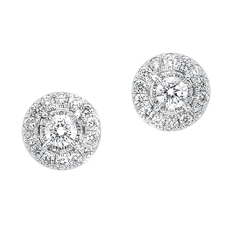 Ladies Love Earrings -14KTW Round Halo Prong Earrings 1/2 Ctw