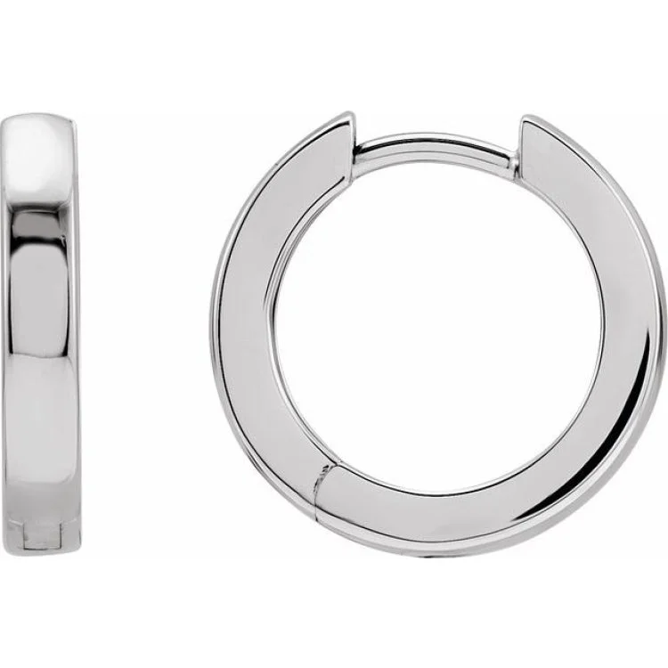 Ladies Positive Earrings -14K White 16 mm Hinged Hoop Earrings