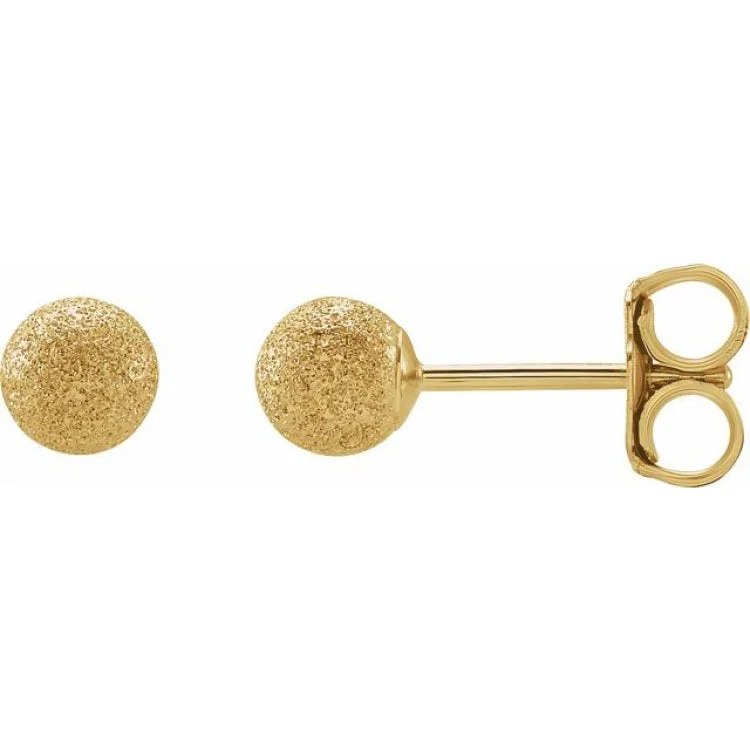 Ladies Thin Earrings -14K Yellow 4 mm Stardust Ball Earrings