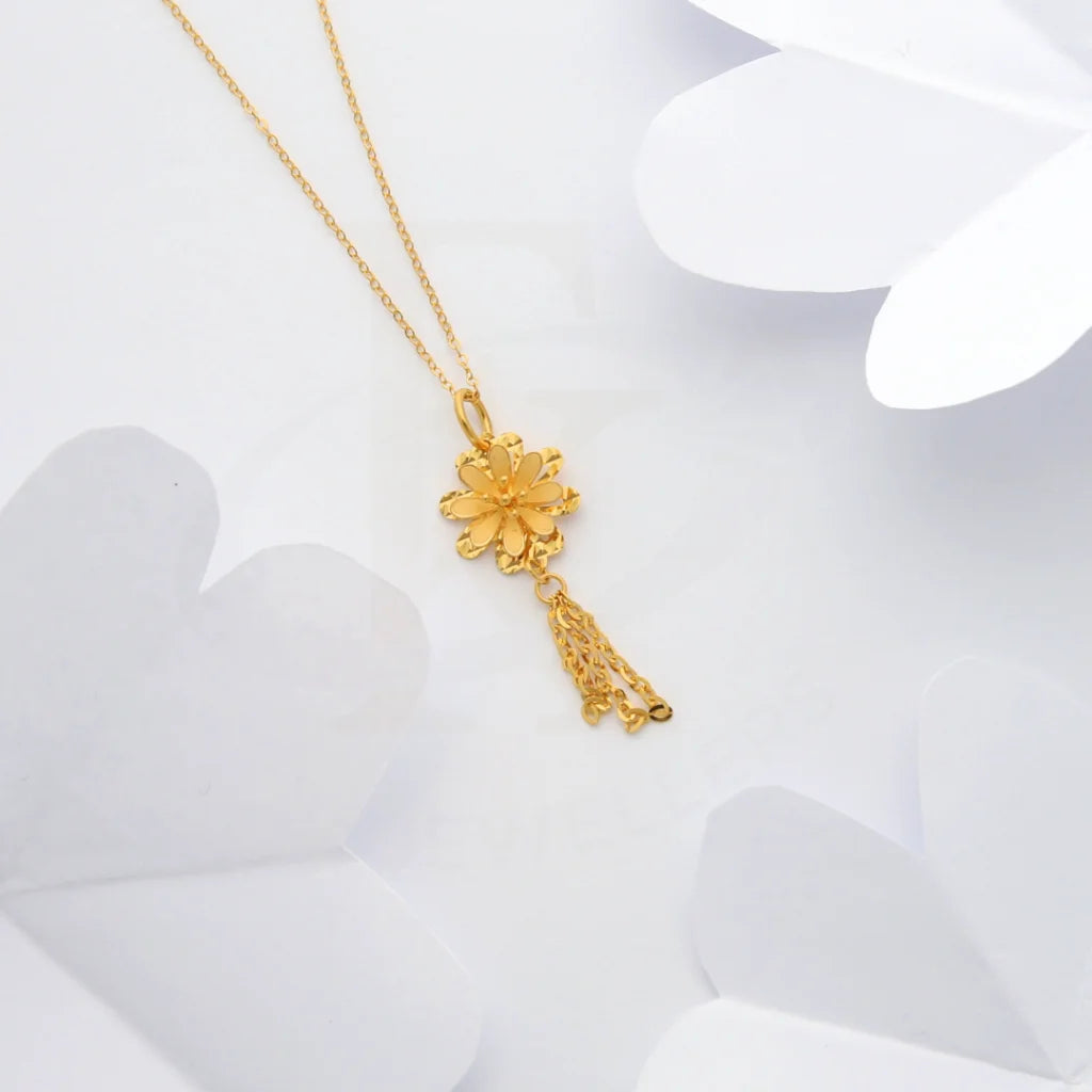 Ladies Birthstone Necklaces -floral necklaces for women -Gold Necklace (Chain with Floral Style Pendant) 21KT - FKJNKL21KM8431