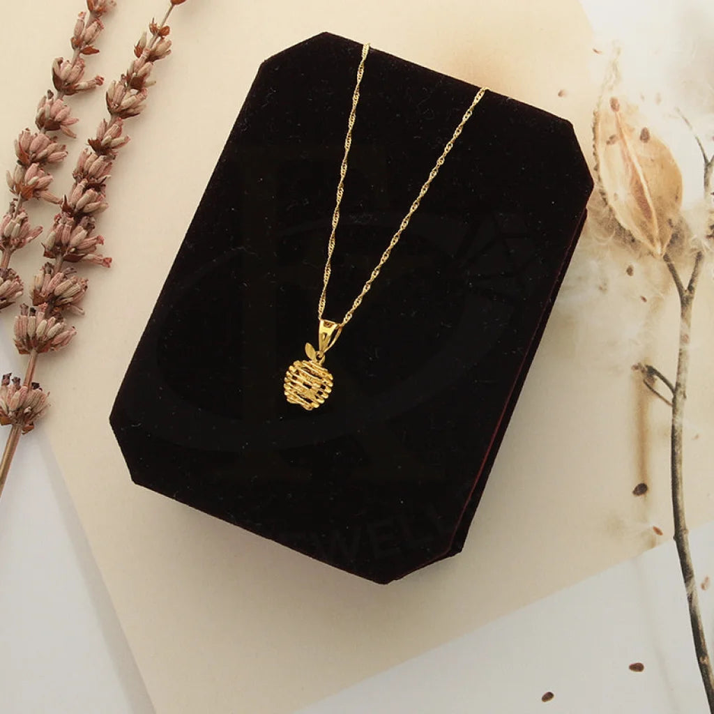 Ladies Travel Necklaces -art deco necklaces for women -Gold Necklace (Chain With Apple Shaped Pendant) 21KT - FKJNKL21KM5010