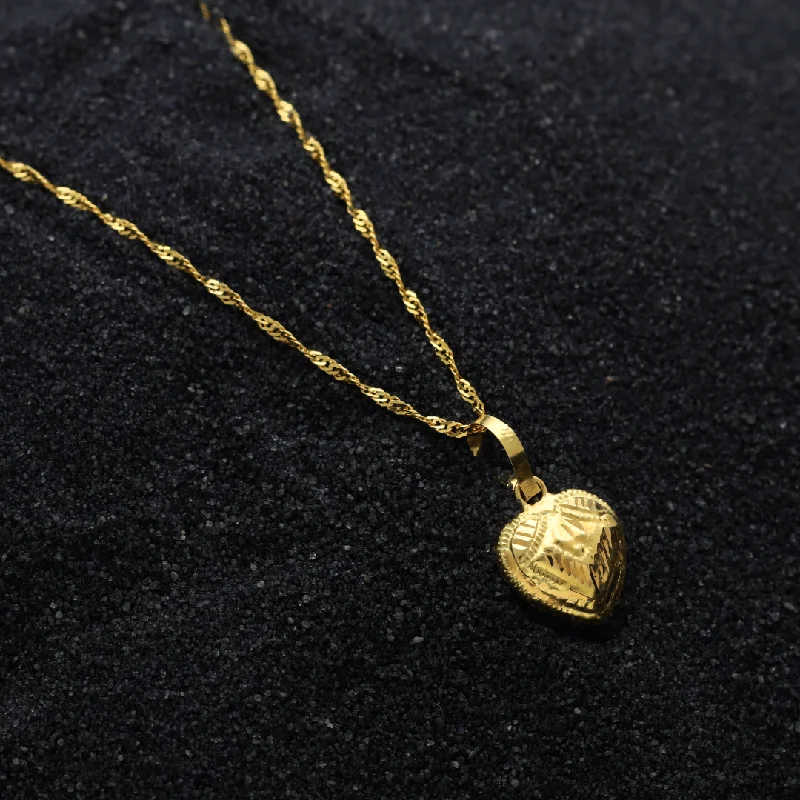 Ladies Christmas Necklaces -petite chain necklaces -Gold Heart Shaped Stud Necklace 18KT - FKJNKL18K8952