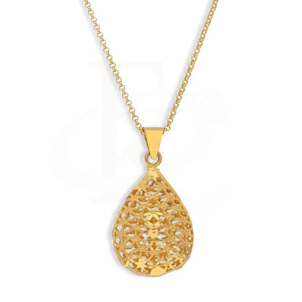 Ladies Coastal Necklaces -chakra necklaces for women -Gold Necklace (Chain with Pear Shaped Pendant) 21KT - FKJNKL21K2858