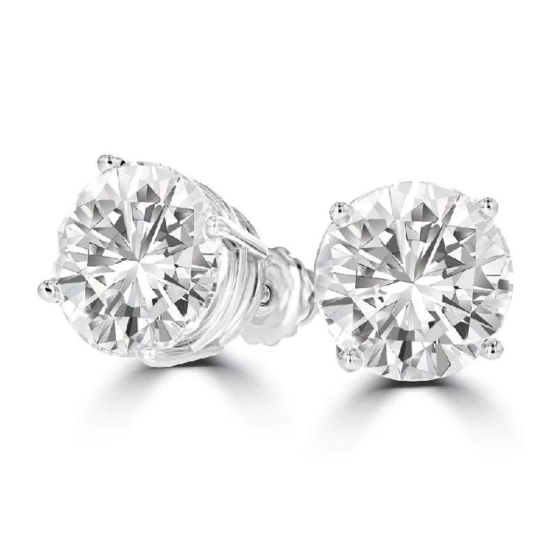 Ladies Star Earrings -18KT White Gold 10.03 CTW Round Diamond Earrings