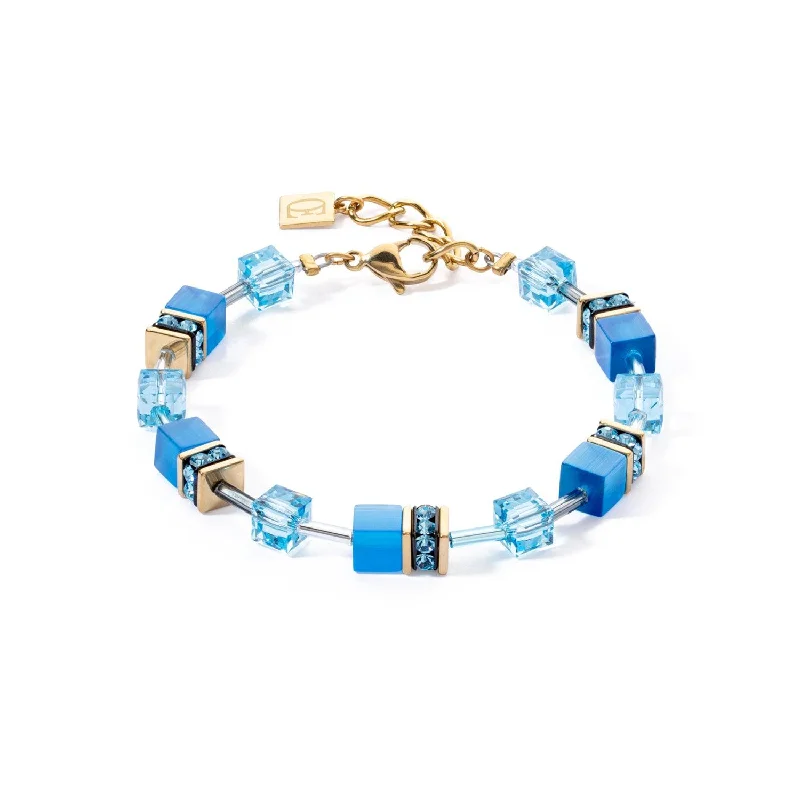 Ladies Bracelets with Turquoise-Coeur De Lion GeoCUBE® Iconic Mono Gold Turquoise Bracelet