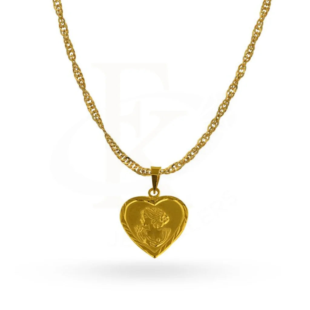 Ladies Affordable Necklaces -diamond necklaces for women -Gold Necklace (Chain with Heart Pendant) 18KT - FKJNKL1838