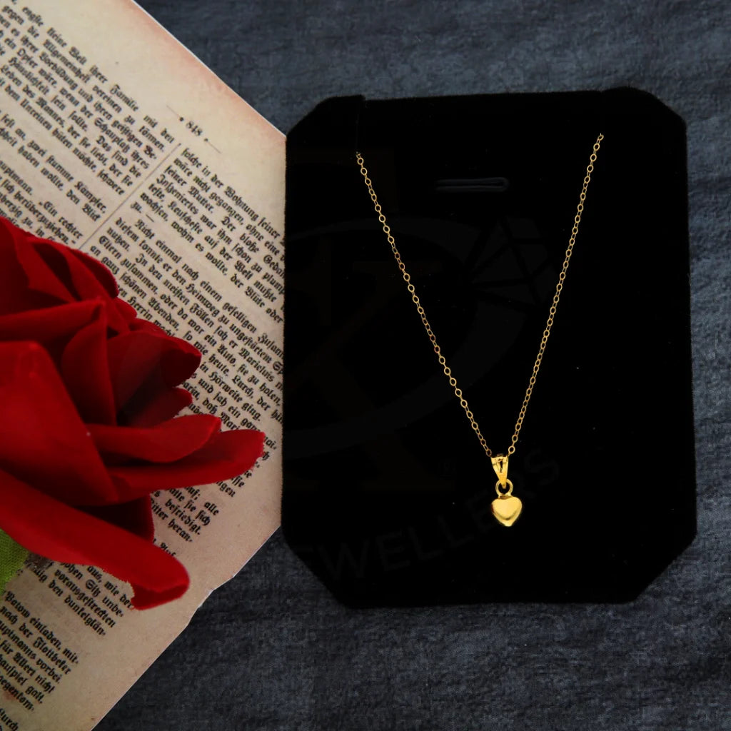 Ladies Minimal Necklaces -floral necklaces for women -Gold Necklace (Chain with Heart Shaped Pendant) 21KT - FKJNKL21KM8405