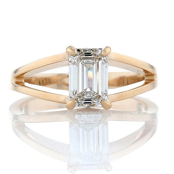 emerald women's rings -Split Shank Emerald Cut Ring