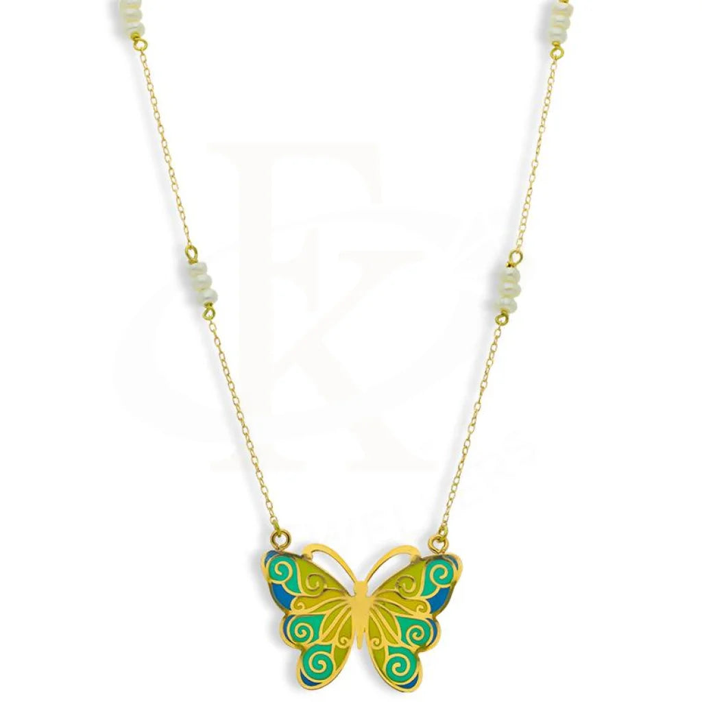 Ladies Energy Necklaces -gemstone necklaces for women -Gold Butterfly Necklace 18KT - FKJNKL18K2544