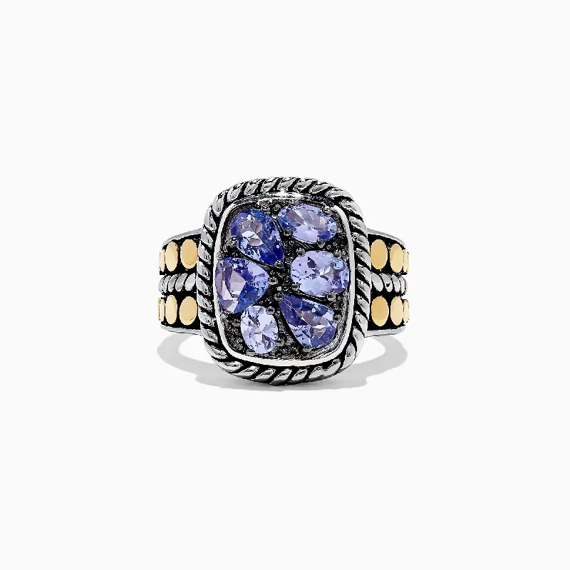 wedding bands for women -Nahla Siri Silver & 18K Gold Tanzanite Ring, 1.85 TCW