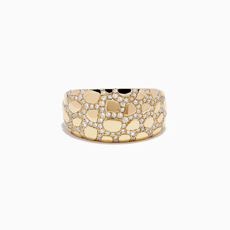 petite women's rings -D'oro 14K Yellow Gold Animal Print Diamond Ring