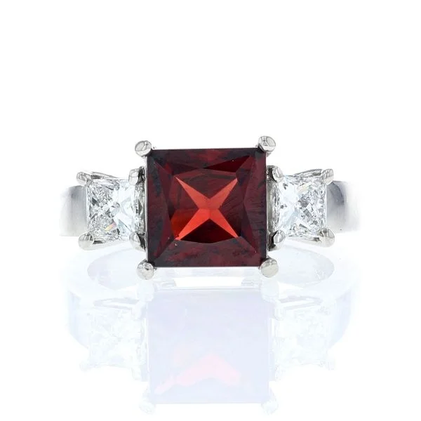 ethical women's rings -Garnet Platinum Ring