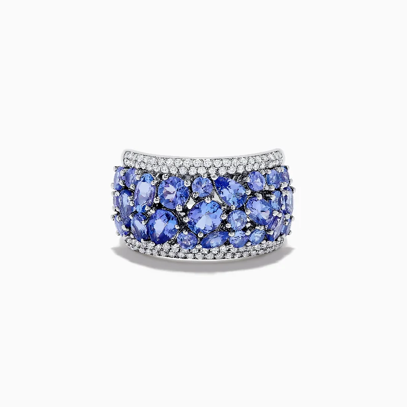 rose gold women's rings -Nahla Siri 14K White Gold Diamond and Tanzanite Ring