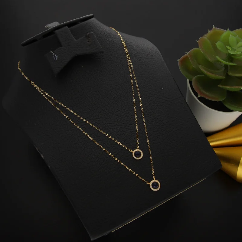 Ladies Sterling Silver Necklaces -gold necklaces for women -Gold Double Layered Necklace (Chain With Round Shaped Pendant) 21KT - FKJNKL21KM9889