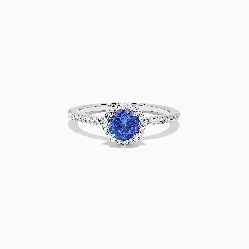 good luck women's rings -Nahla Siri 14K White Gold Tanzanite and Diamond Ring, 1.08 TCW