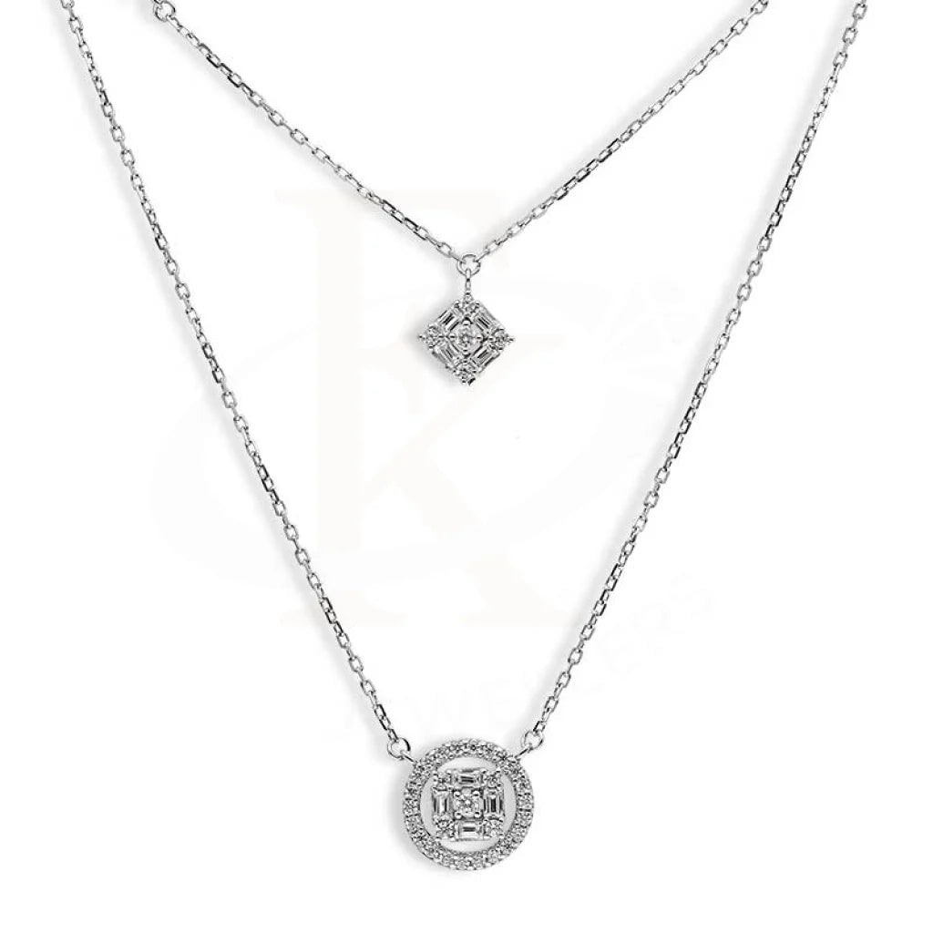 Ladies Spring Necklaces -chakra necklaces for women -Sterling Silver 925 Rhombus and Round Shaped Necklace - FKJNKLSL2892