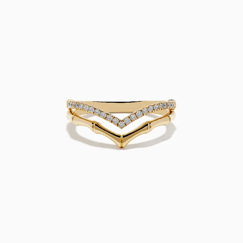 oversized women's rings -D'oro 14K Yellow Gold Diamond Ring