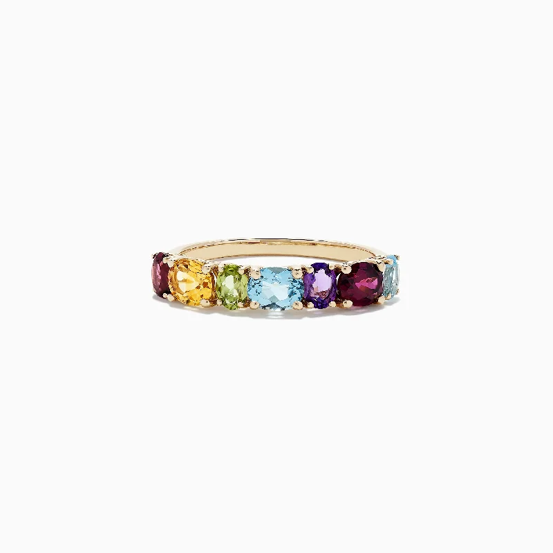 pave set women's rings -Mosaic 14K Yellow Gold Multi Gemstone Ring, 1.90 TCW