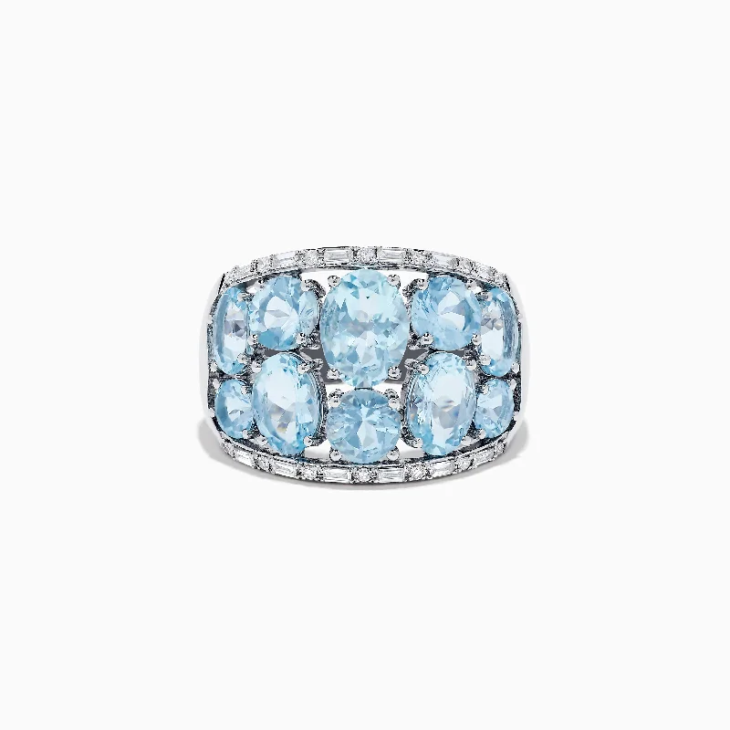 channel set women's rings -Aquarius 14k White Gold Aquamarine and Diamond Ring